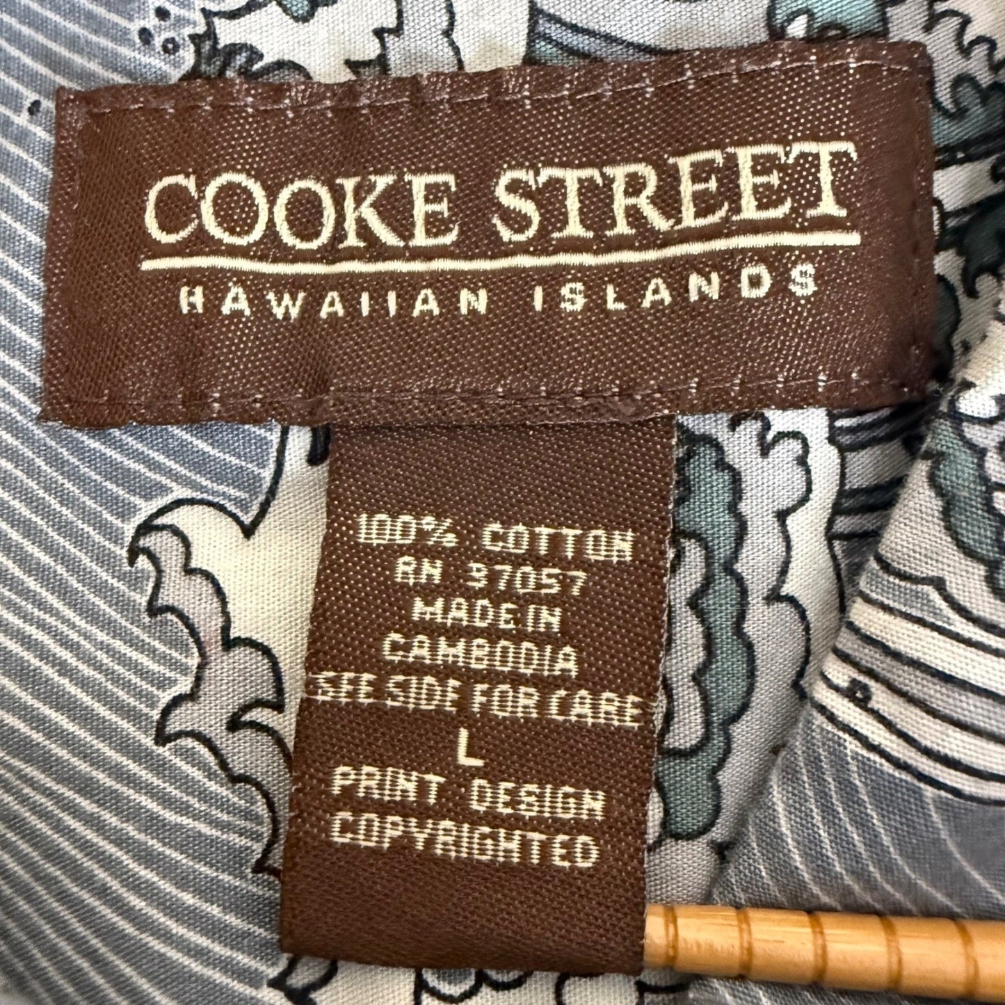 Cooke Street Hawaiian Shirt Mens Large Tropical Waves Button Up Aloha Vacation