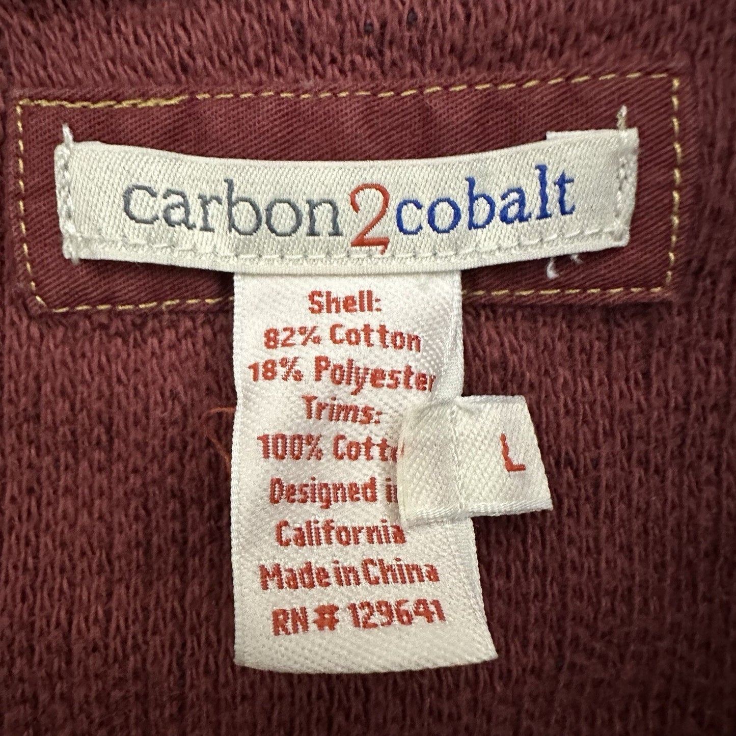 Carbon 2 Cobalt Sweater Mens Large Red 1/4 Zip Knit Pulover Casual Pocket Adult