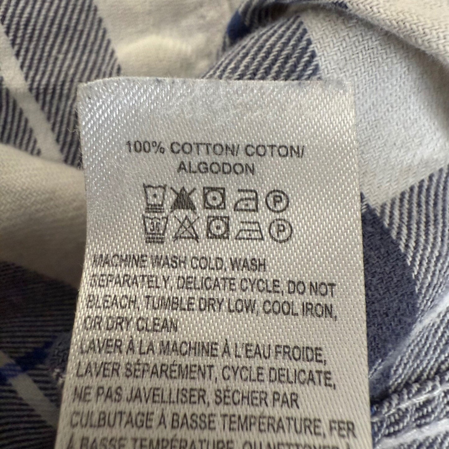 Lucky Brand Saturday Stretch Plaid Western Shirt Mens Medium Blue Snap Casual
