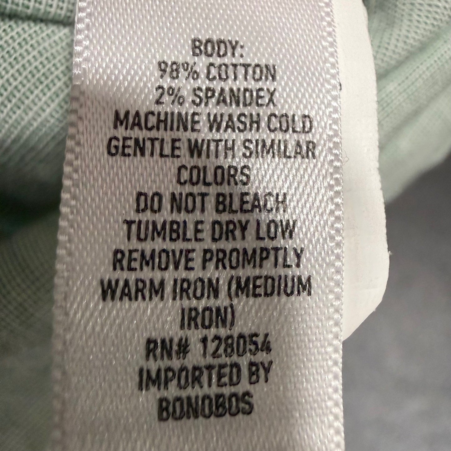 Bonobos Shirt Mens Large Green Stretch Slim Fit Short Sleeve Button Up Casual