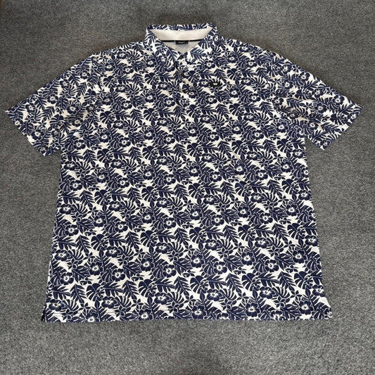 PXG Parsons Xtreme Golf Mens 2XL Floral Hibiscus Polo Shirt Navy Golf Stretch