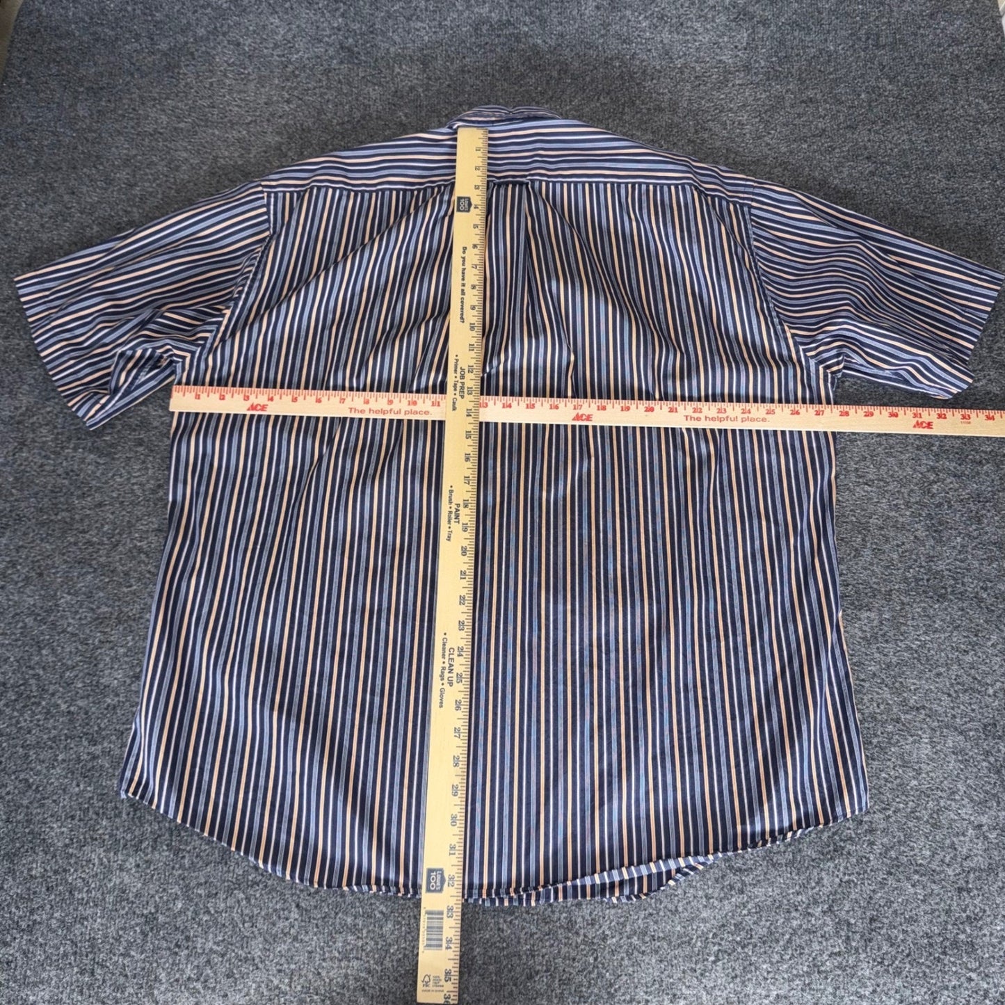 Faconnable Classique Mens XXL Short Sleeve Stripe Button Down Shirt Navy Orange