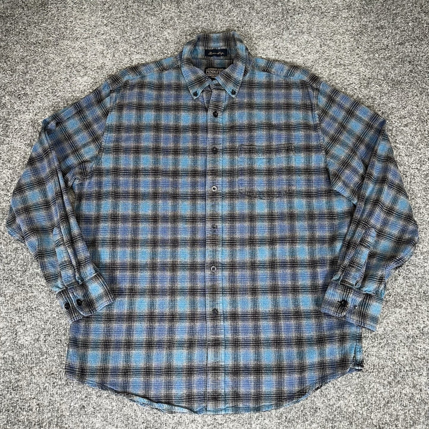 Pendleton Thomas Kay Shirt Mens Large Blue Plaid Button-Down Long Sleeve Casual