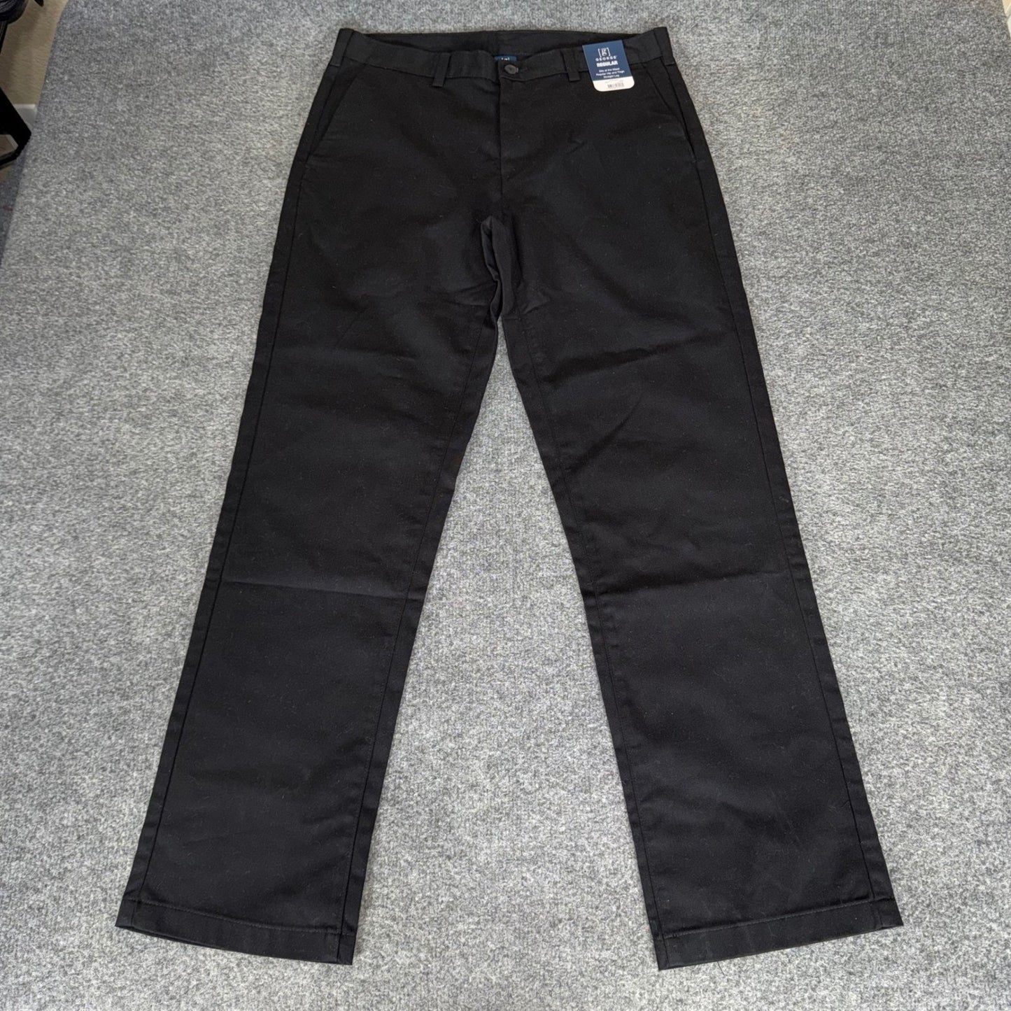 George Men Regular Fit Straight Leg Chino Pant Black 32x32 NWT Casual Flat Front