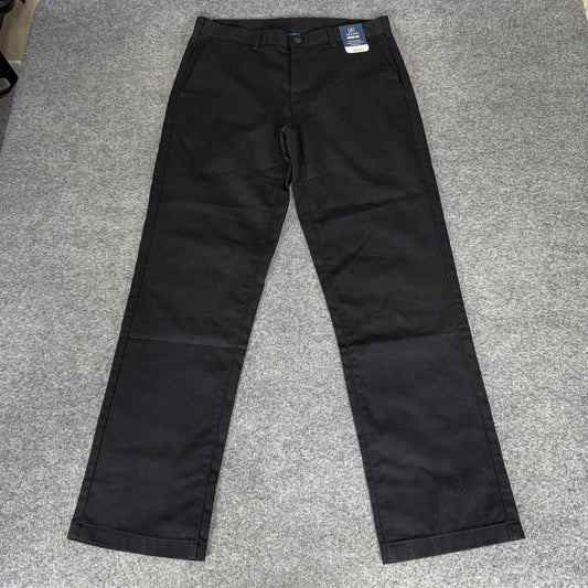 George Men Regular Fit Straight Leg Chino Pant Black 32x32 NWT Casual Flat Front