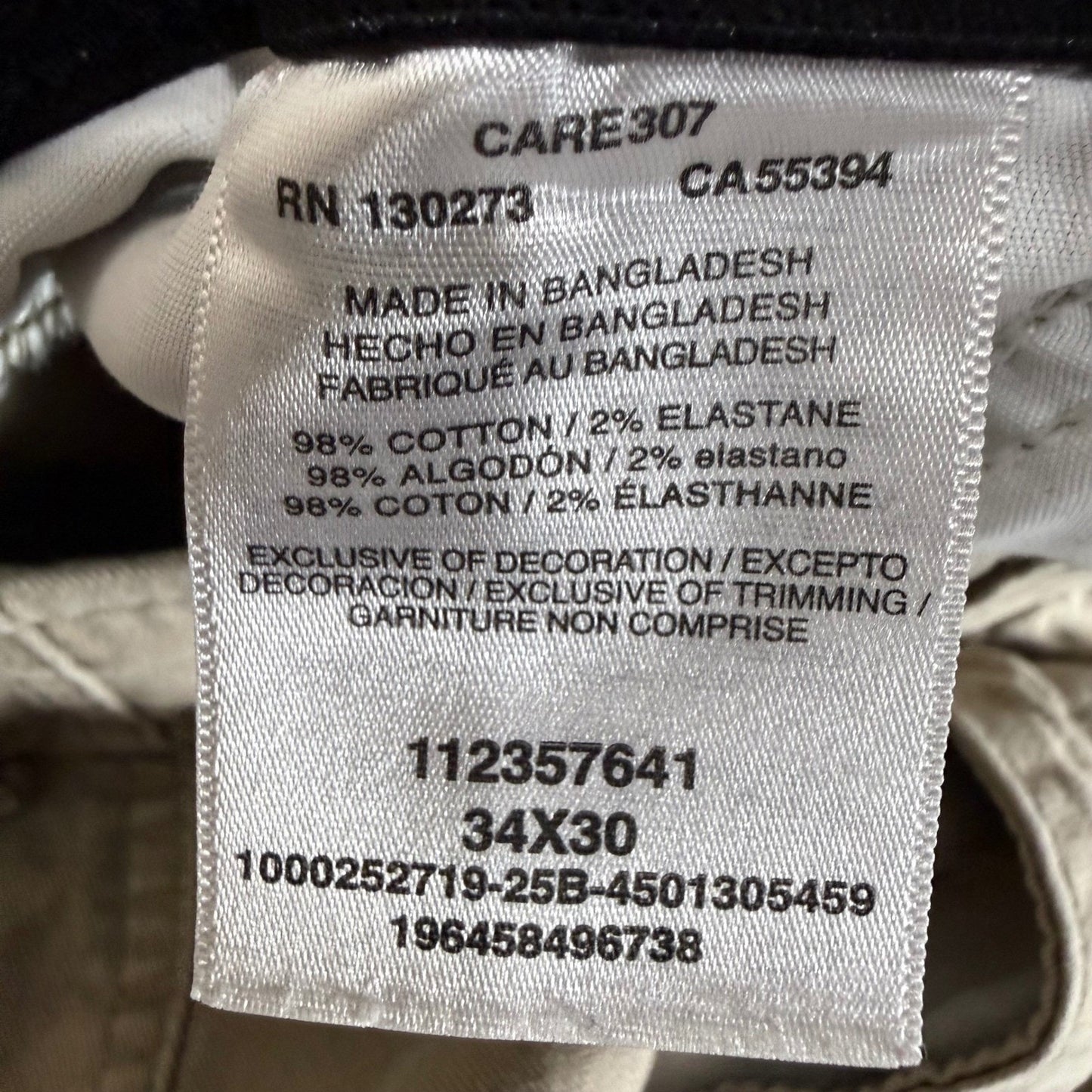 Wrangler ATG All Terrain Gear Mens Cargo Pant Beige 34x30 Outdoor Hiking Utility