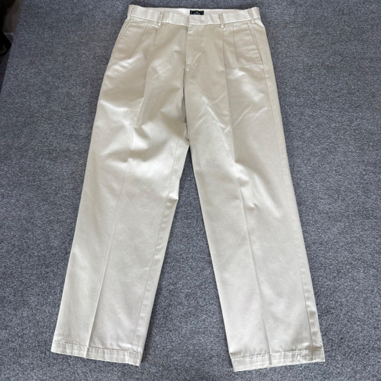 Dockers Mens Pleated Khaki Chino Pants Tan 100% Cotton 34x32 Business Casual