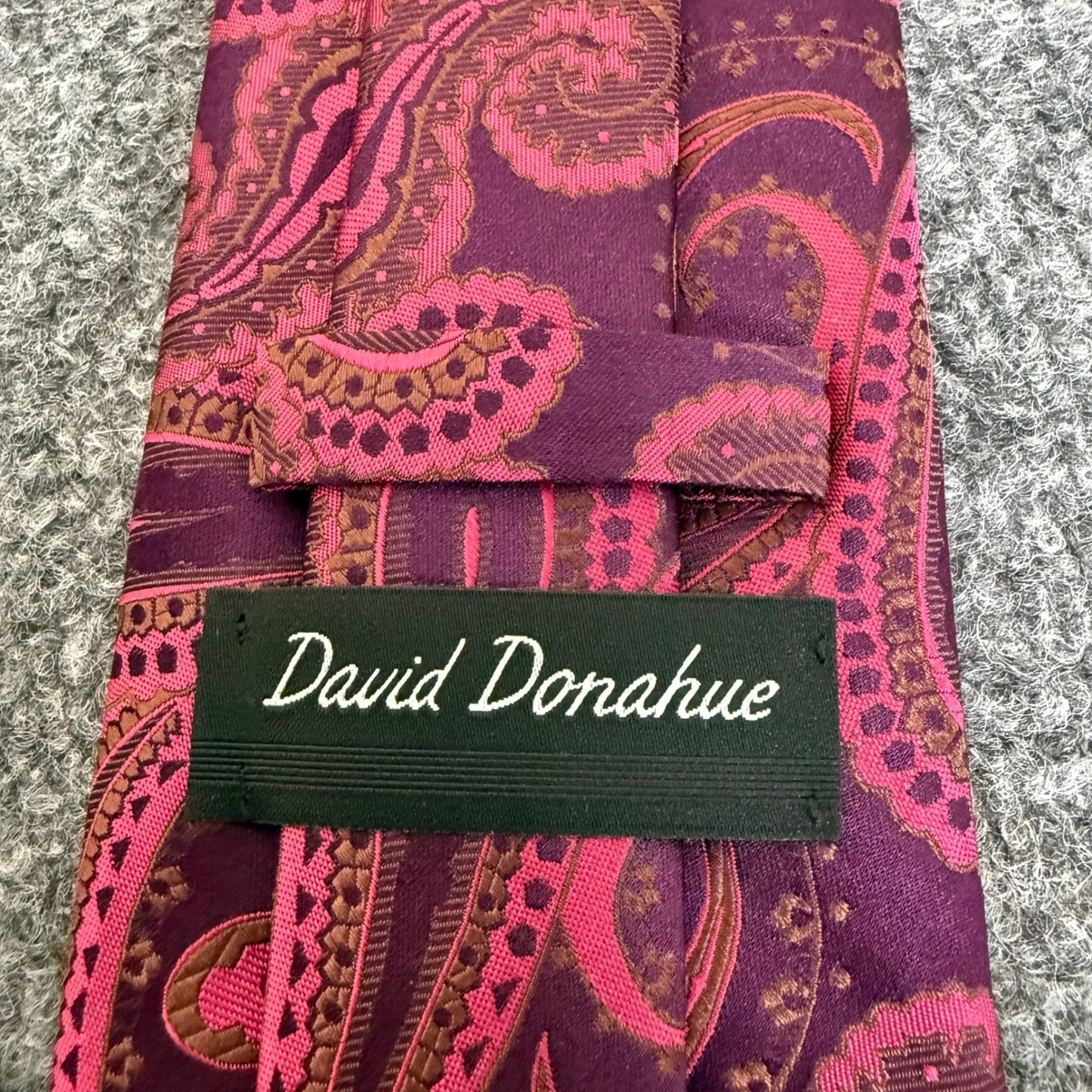 David Donahue Men Silk Paisley Tie Purple Dress Formal Wedding Business Neckwear