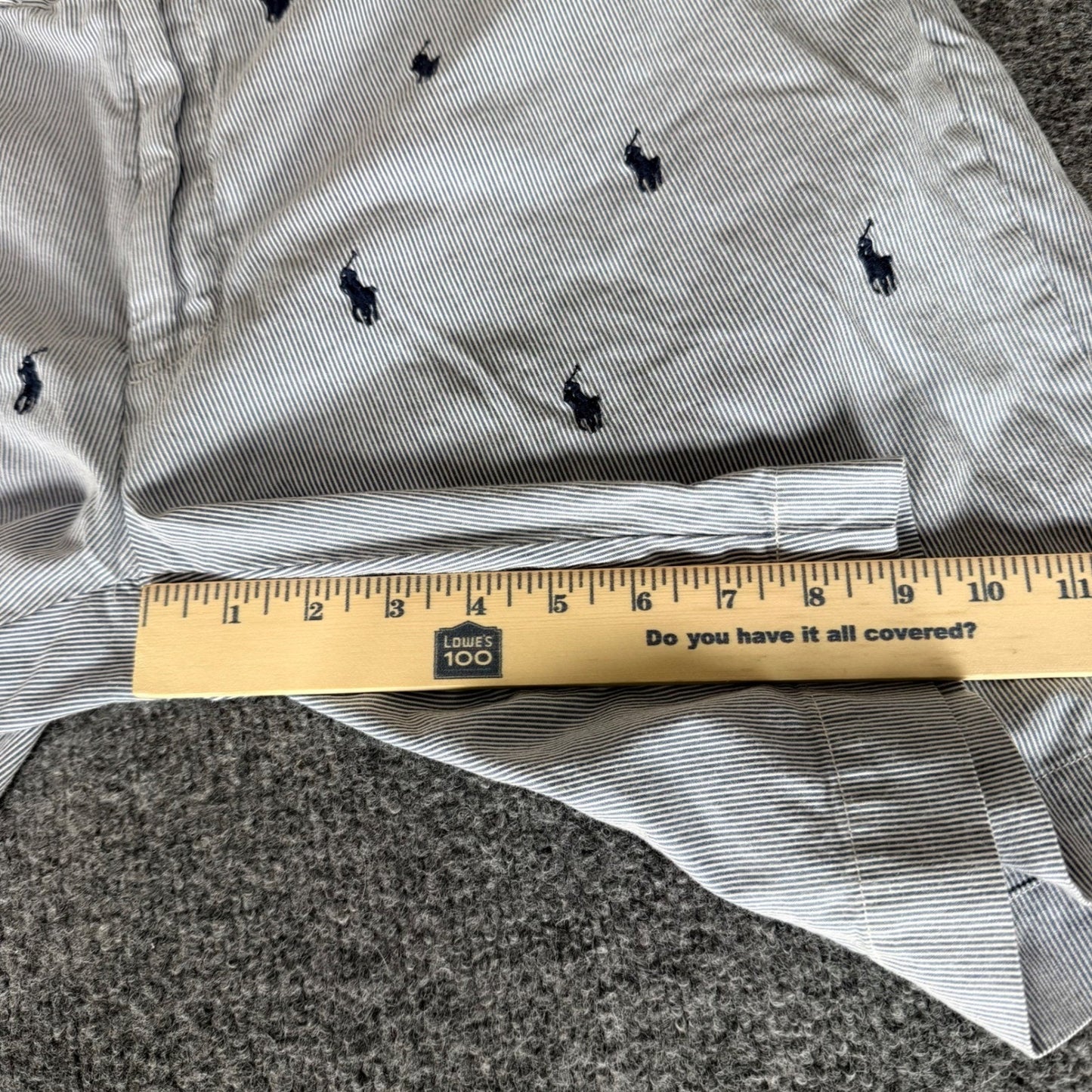 Polo Ralph Lauren Seersucker Shorts Mens 38 Blue Striped AOP Pony Embroidered