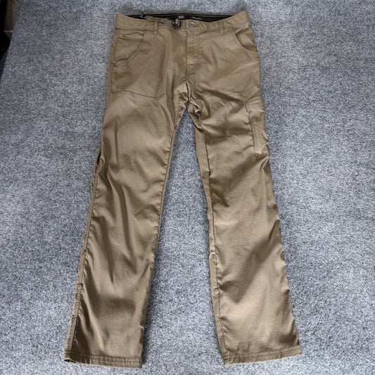 prAna Stretch Zion Slim Pant II Slim Fit Hiking Mens 34x32 Brown Outdoor Trail