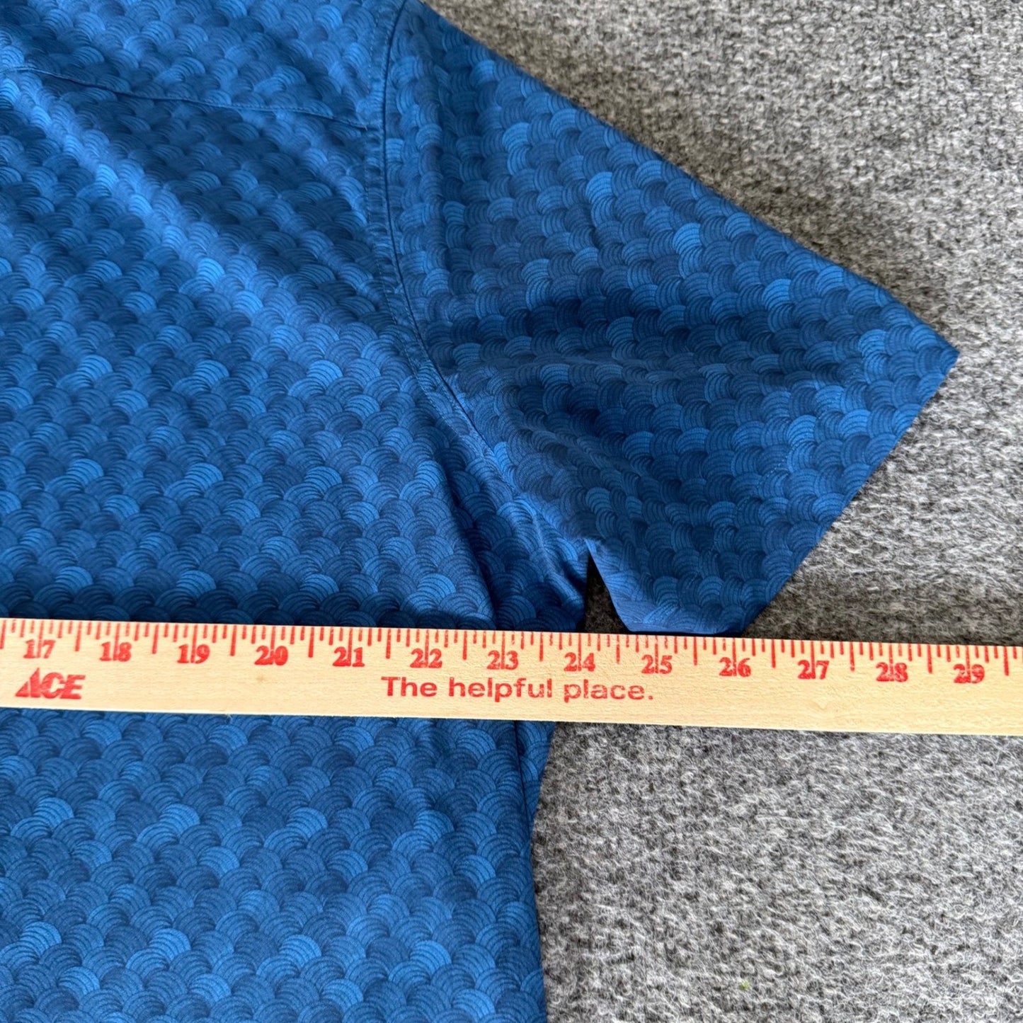 Southern Tide Mens Blue Geometric Wave Short Sleeve Button Down Shirt Large