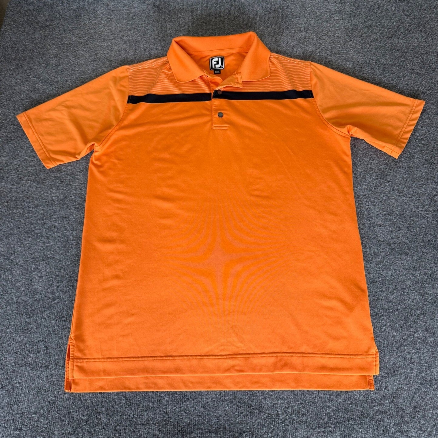 FootJoy Athletic Fit Golf Polo Shirt Moisture Wicking Orange Black Mens Large