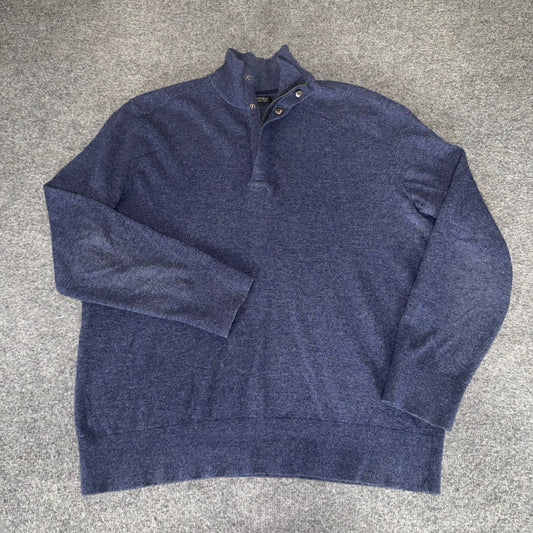 Banana Republic Mens Merino Wool Blend 1/4 Snap Zip Sweater Navy Blue Large