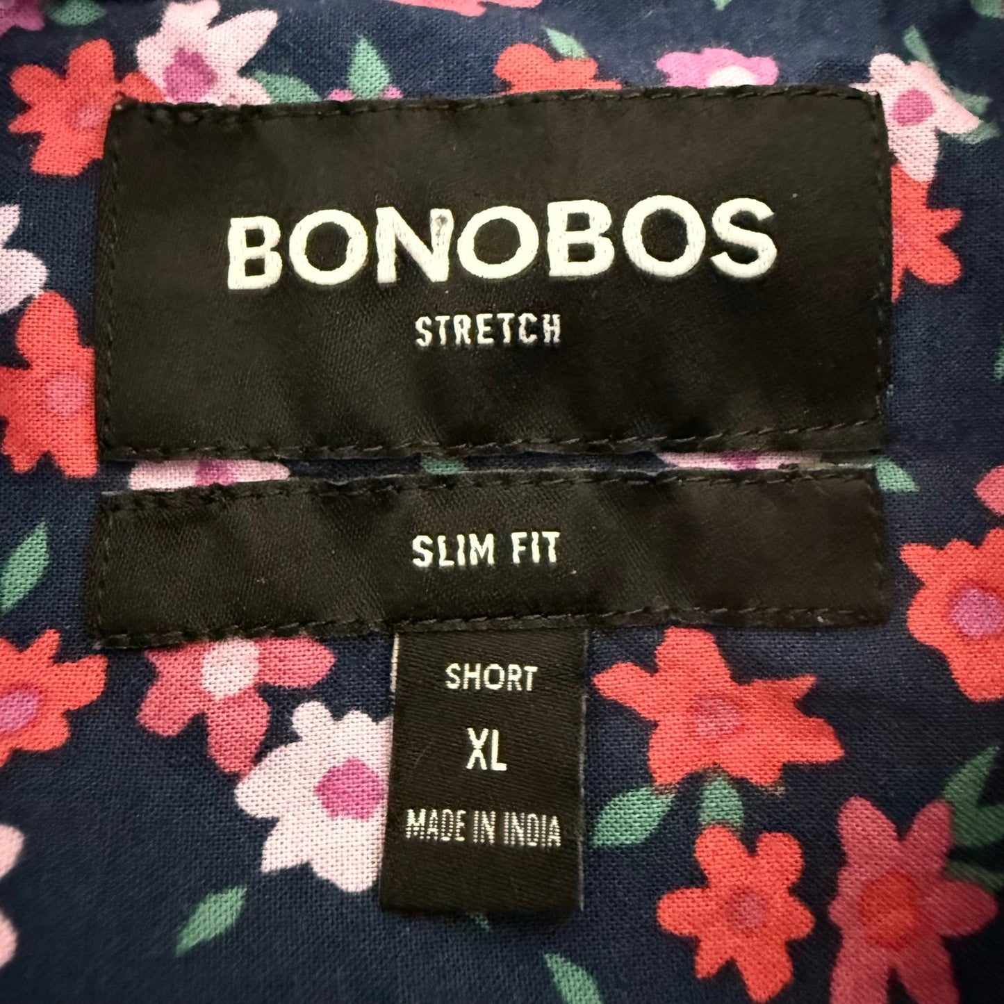 Bonobos Mens XL Short Sleeve Slim Stretch Floral Button Up Shirt Casual Modern