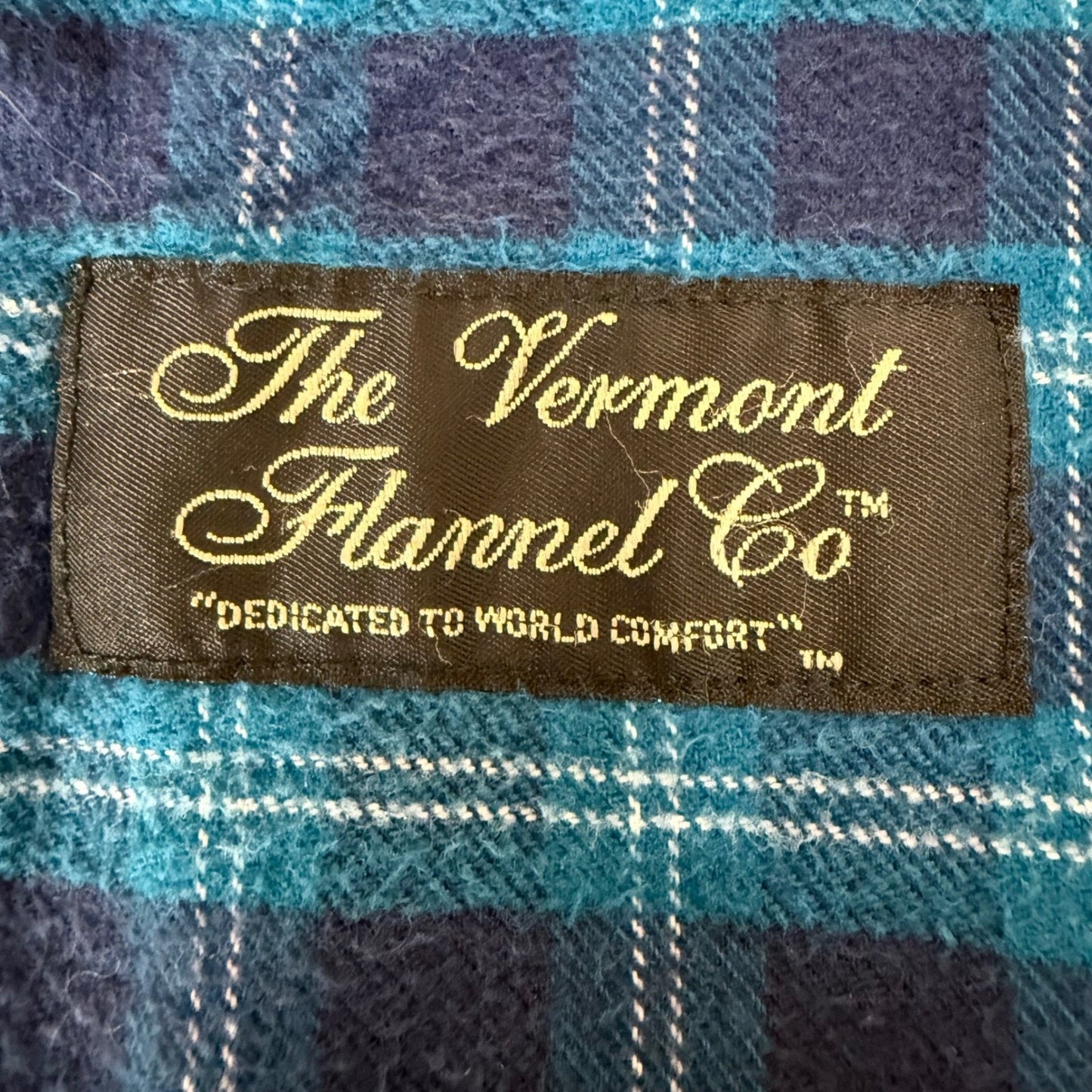 The Vermont Flannel Co Mens Medium Blue Plaid Hooded Pullover Flannel Hoodie USA