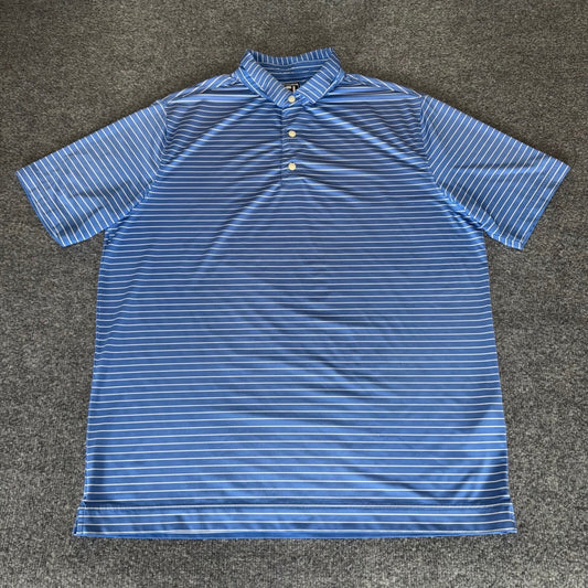 FootJoy Golf Polo Shirt Mens XL Blue Striped Athletic Fit Performance Stretch