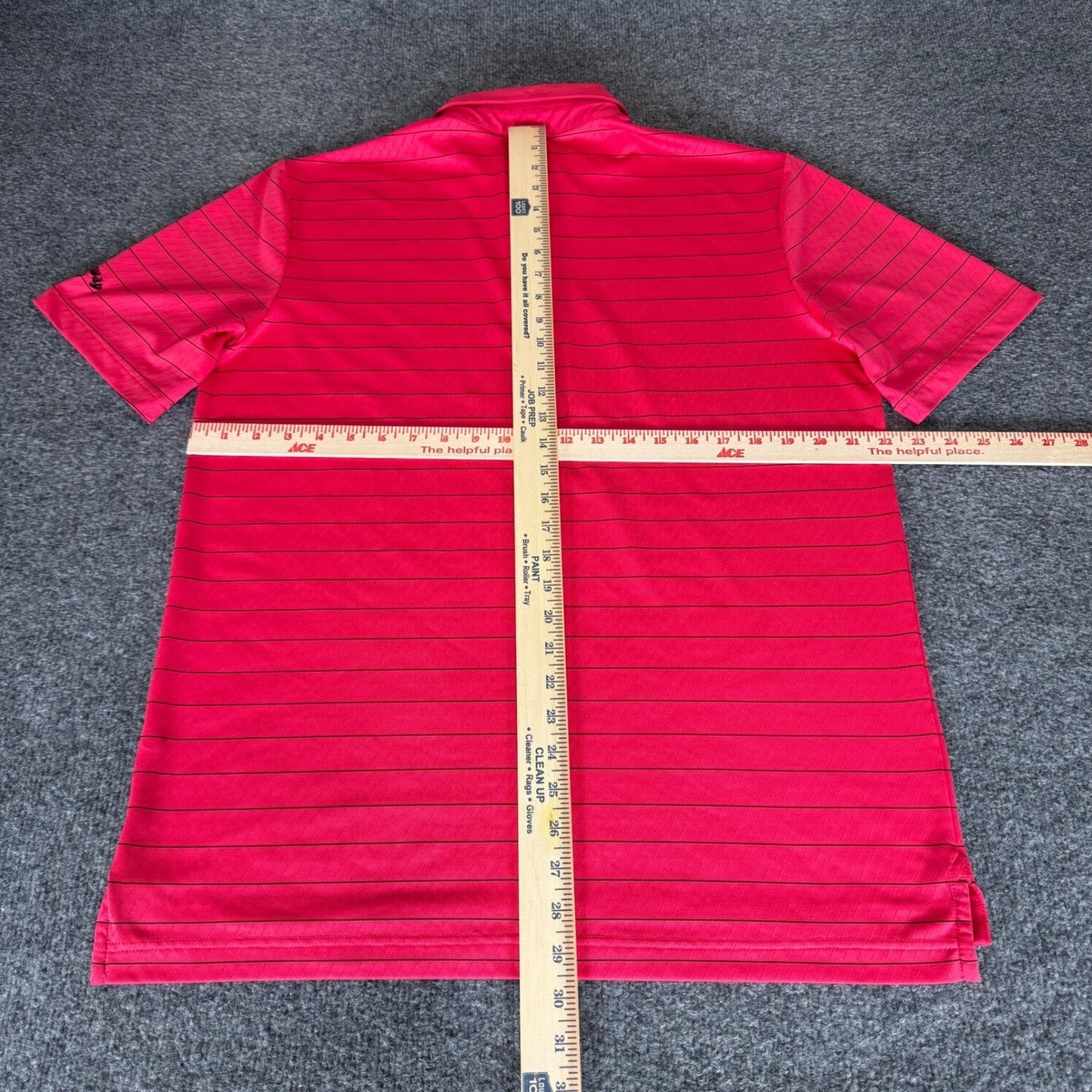 Callaway Golf Polo Shirt Mens Medium Pink Striped Opti Dri Short Sleeve Stretch