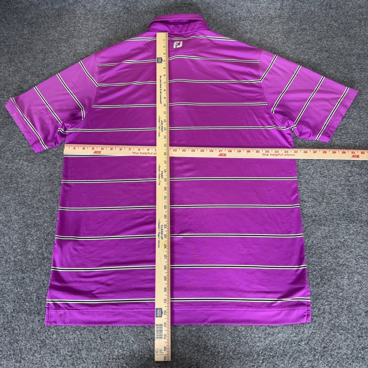 FootJoy FJ Mens Golf Polo Shirt XL Purple Stripe Performance Athletic Stretch