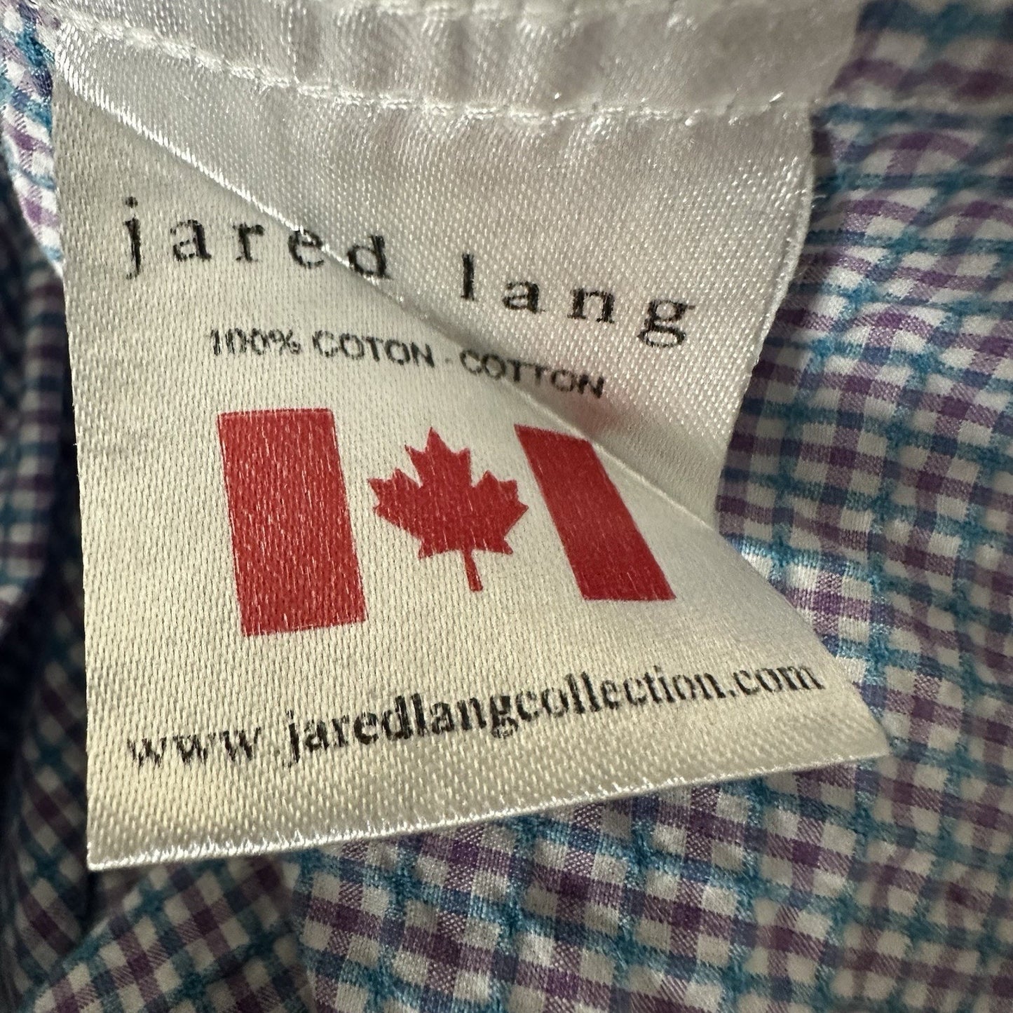 Jared Lang Shirt Men's Large Geometric Seersucker Short Sleeve Button Up Casual