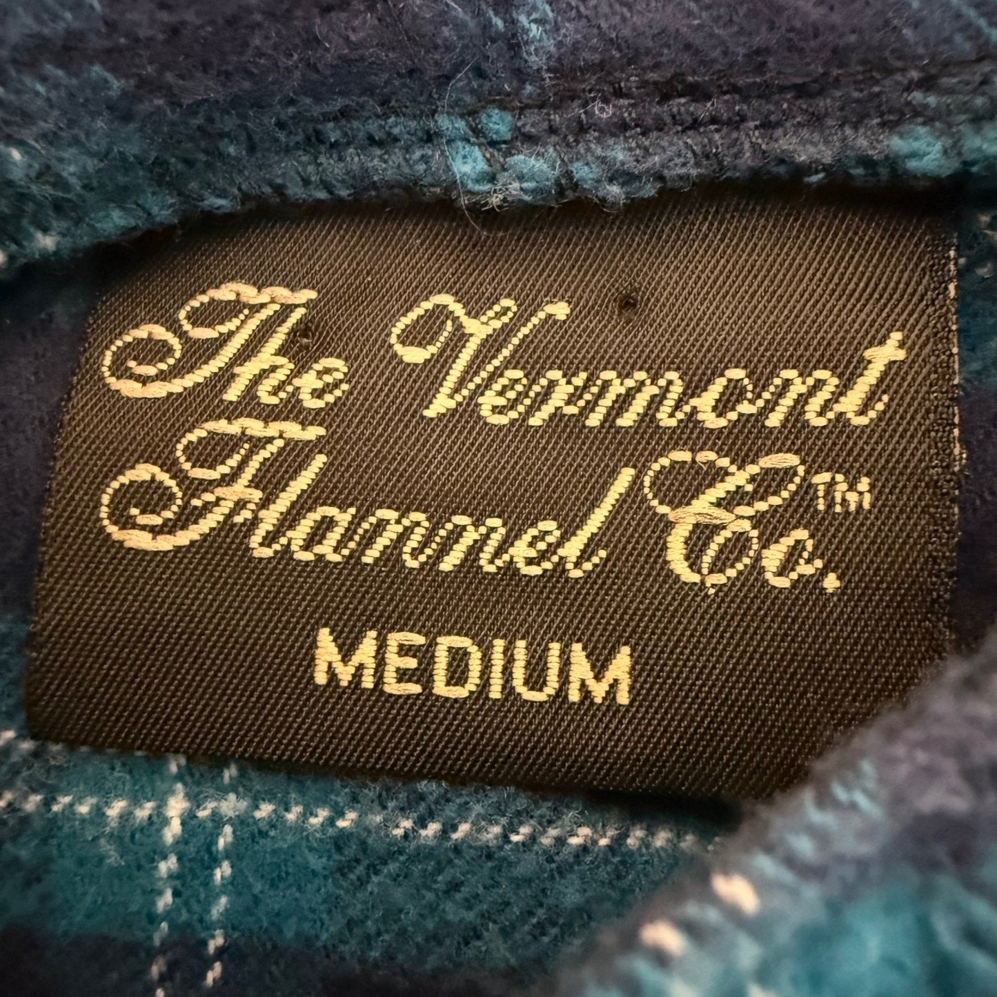 The Vermont Flannel Co Mens Medium Blue Plaid Hooded Pullover Flannel Hoodie USA