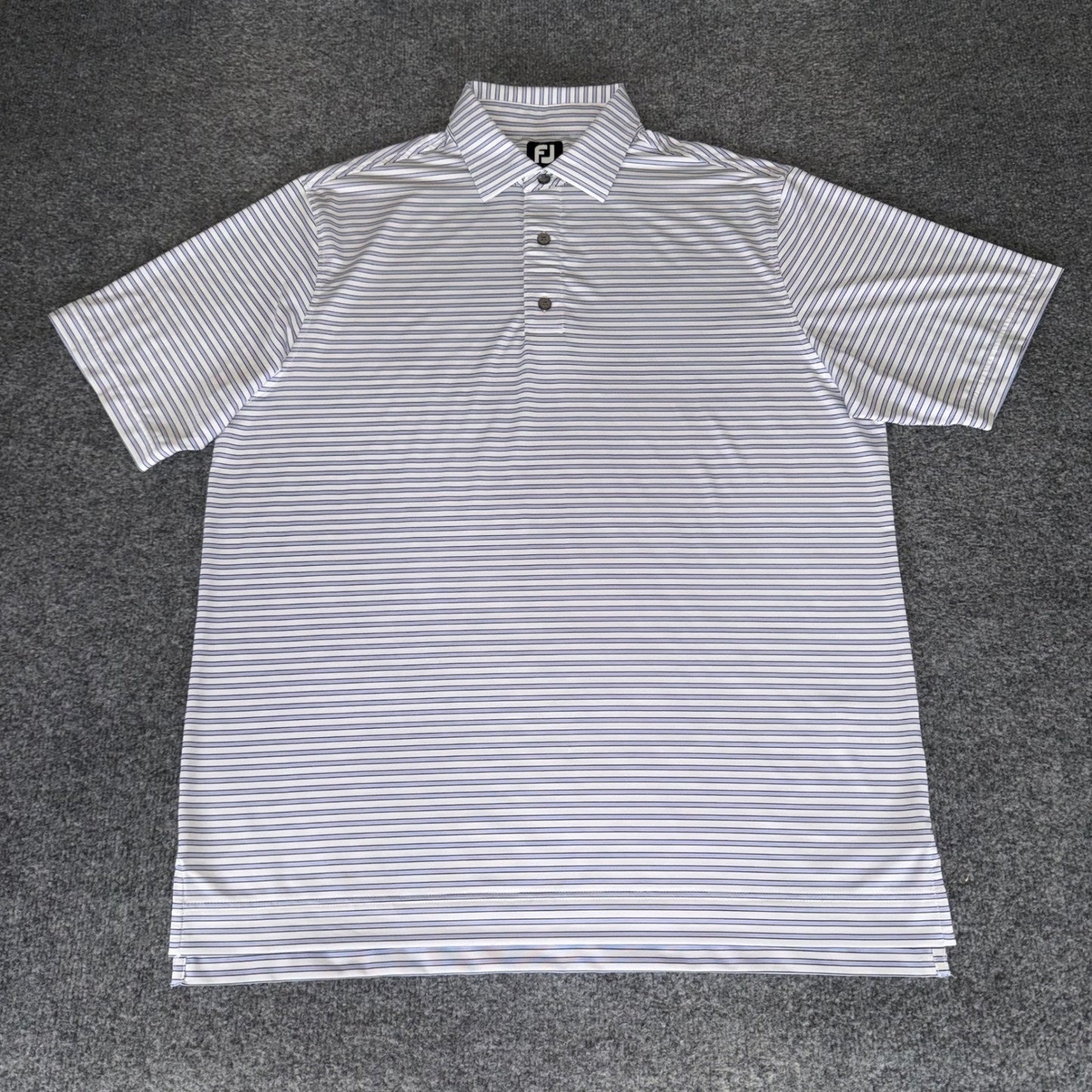 FootJoy Polo Shirt Mens Large Blue Striped Golf Short Sleeve Athletic Casual Top