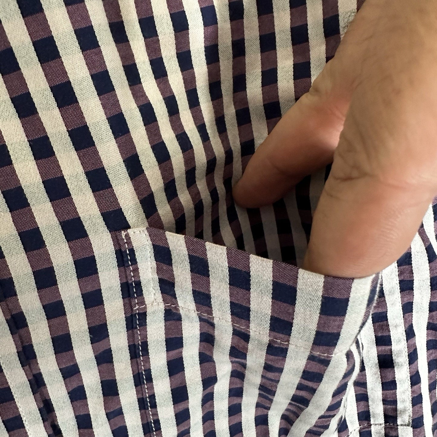 Johnston & Murphy Dress Shirt Mens Medium Purple Gingham Tailored Fit Button Up