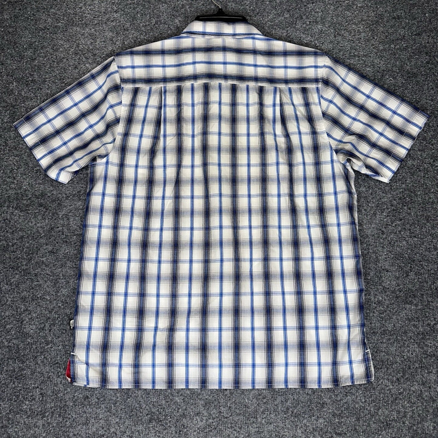 The North Face Shirt Mens Medium Blue Plaid Short Sleeve Button Up Pocket Adult
