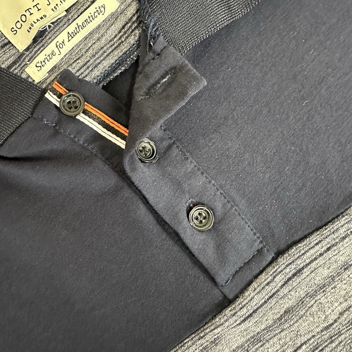 Scott James Polo Shirt Mens XS Navy Blue Grey Short Sleeve Pullover Casual Adult