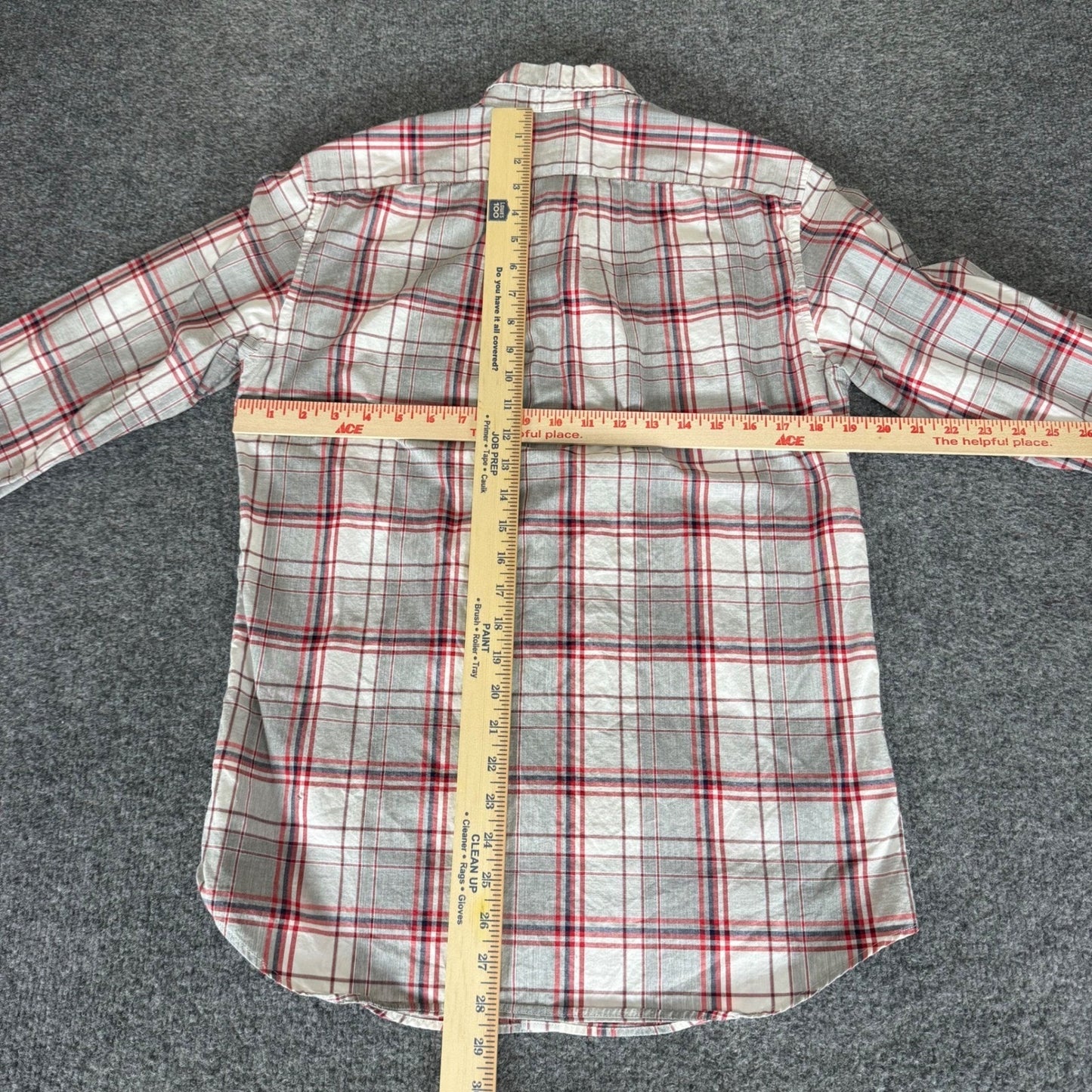 J.Crew Shirt Mens Small Gray Red Plaid Slim Fit Stretch Button Down Long Sleeve