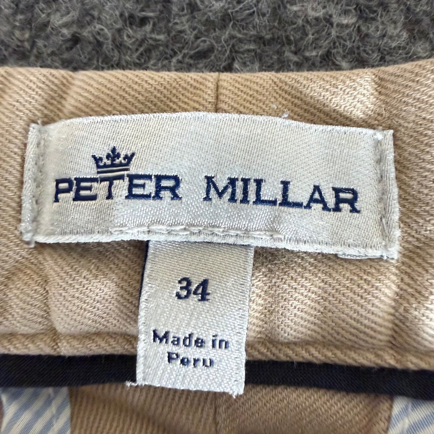 Peter Millar Pilot Twill Short Mens 34 Beige Chino Pima Cotton Flat Front Casual