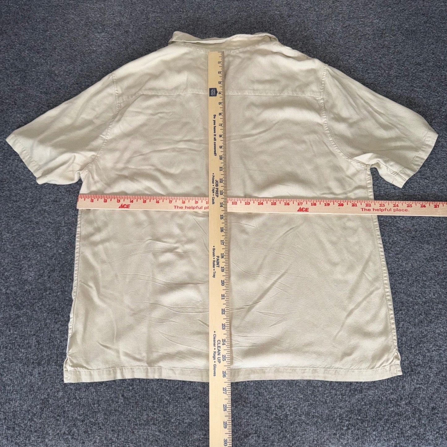 Onia Shirt Mens Large Beige Short Sleeve Button Up Viscose Casual Resort Wear