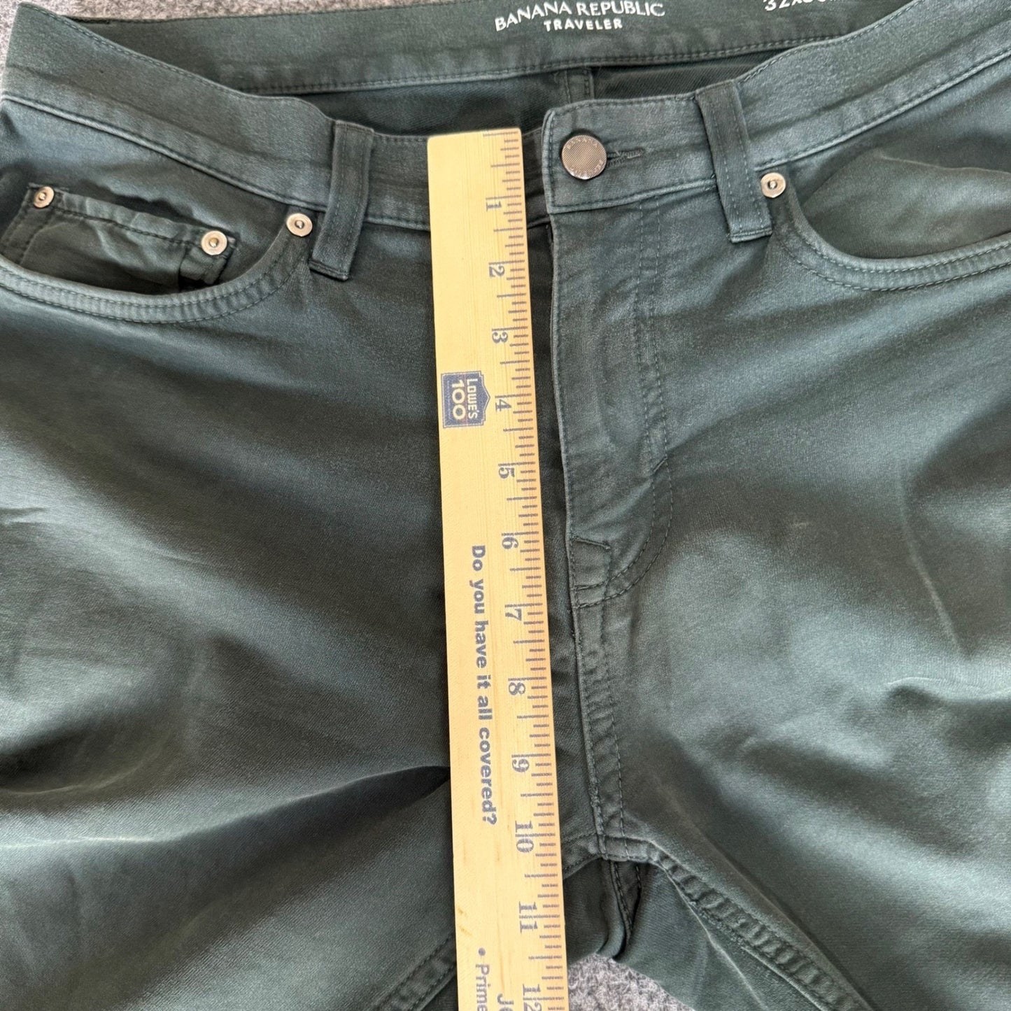 Banana Republic Traveler Athletic Tapered Pants Mens 32x30 (34x29) Green Stretch