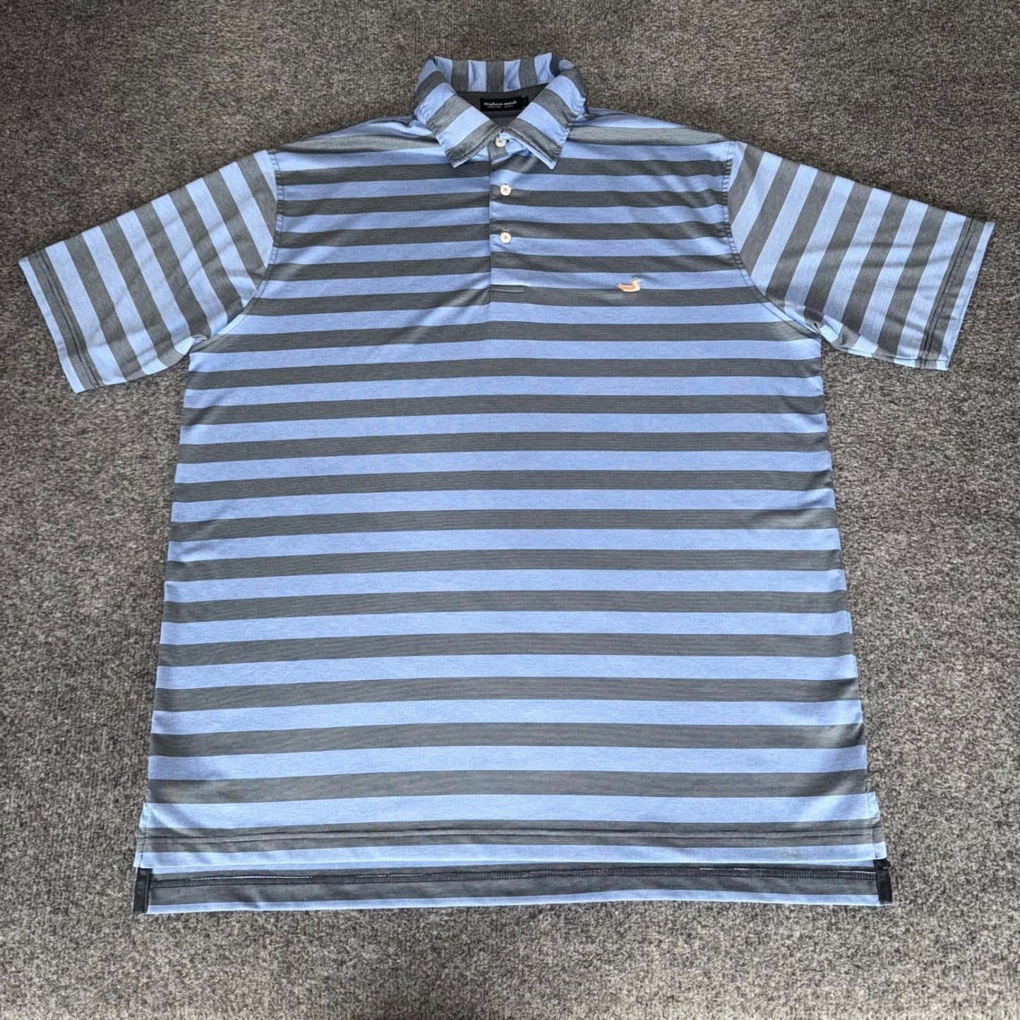 Southern Marsh Polo Shirt Men Large Blue Striped Performance Golf Stretch Casual