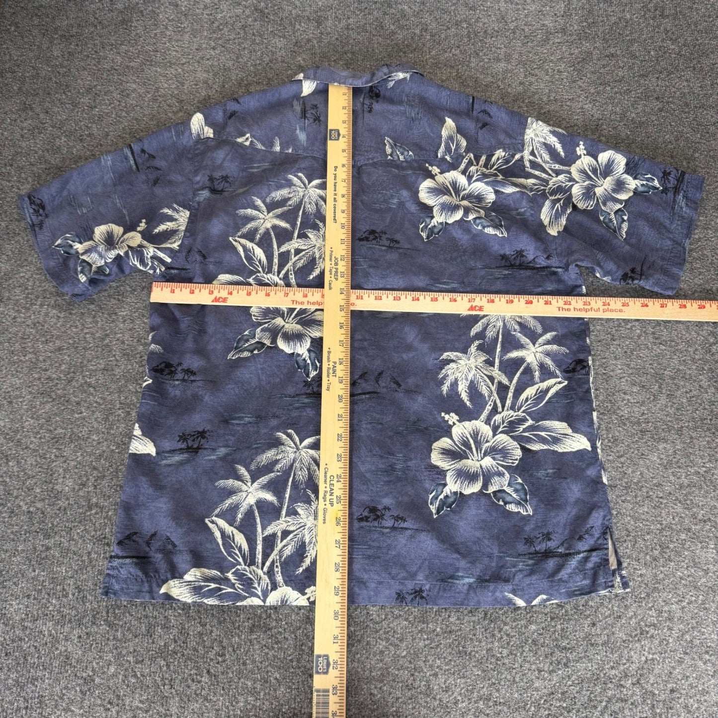 Tommy Bahama Mens Medium Silk Tropical Floral Palm Tree Camp Shirt Blue Hawaiian