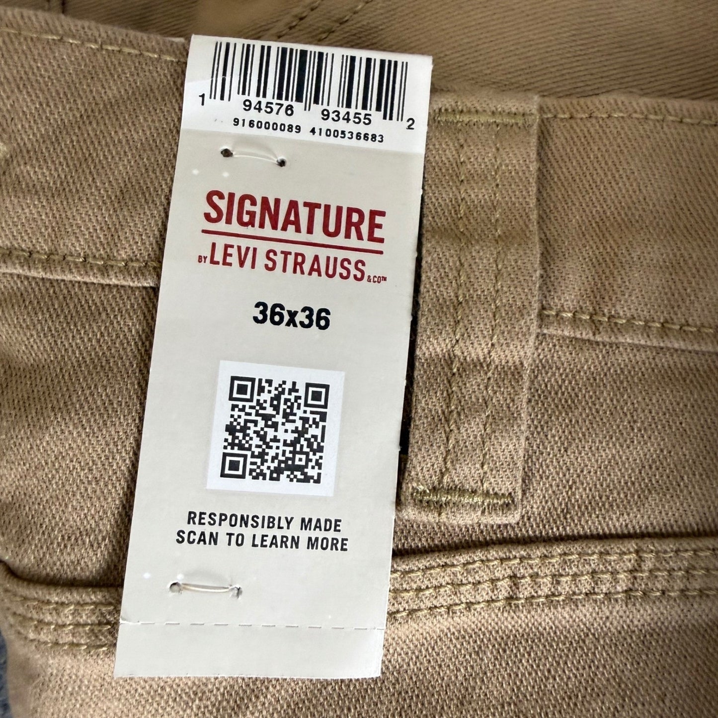 Levi Strauss Signature Mens Carpenter Pants Tan Flex Canvas 36x36 NWT Workwear
