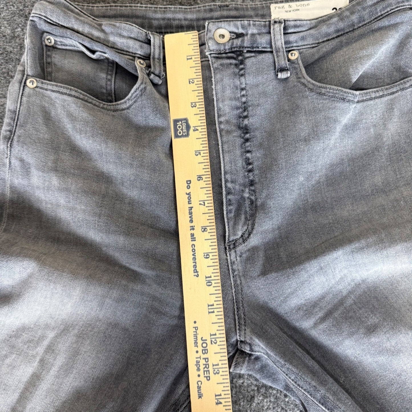 Rag Bone Jane Super High Rise Skinny Jeans Womens 30 (32x30) Gray Stretch Casual