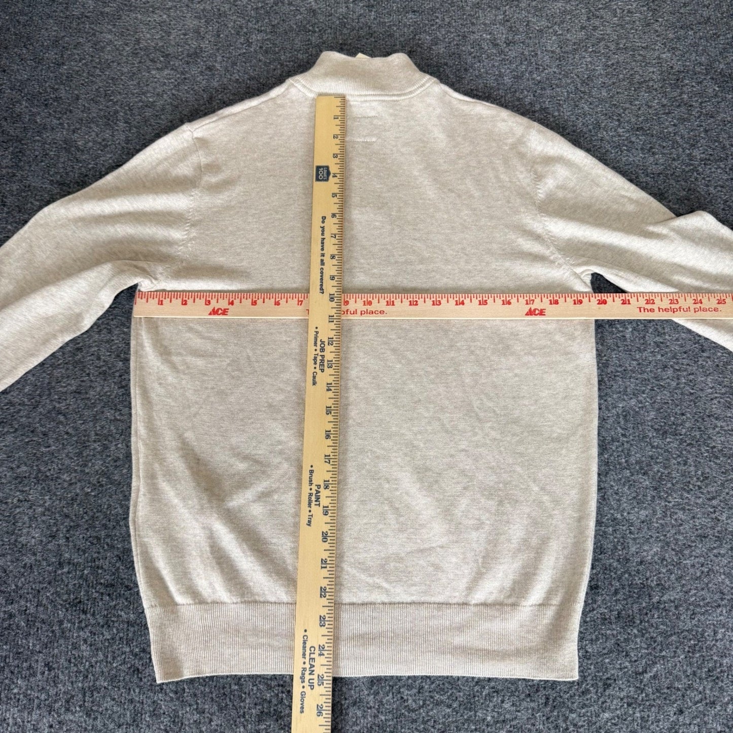 Dockers Mens Quarter Zip Sweater Small Beige Heather Mock Neck Cotton Blend NWT