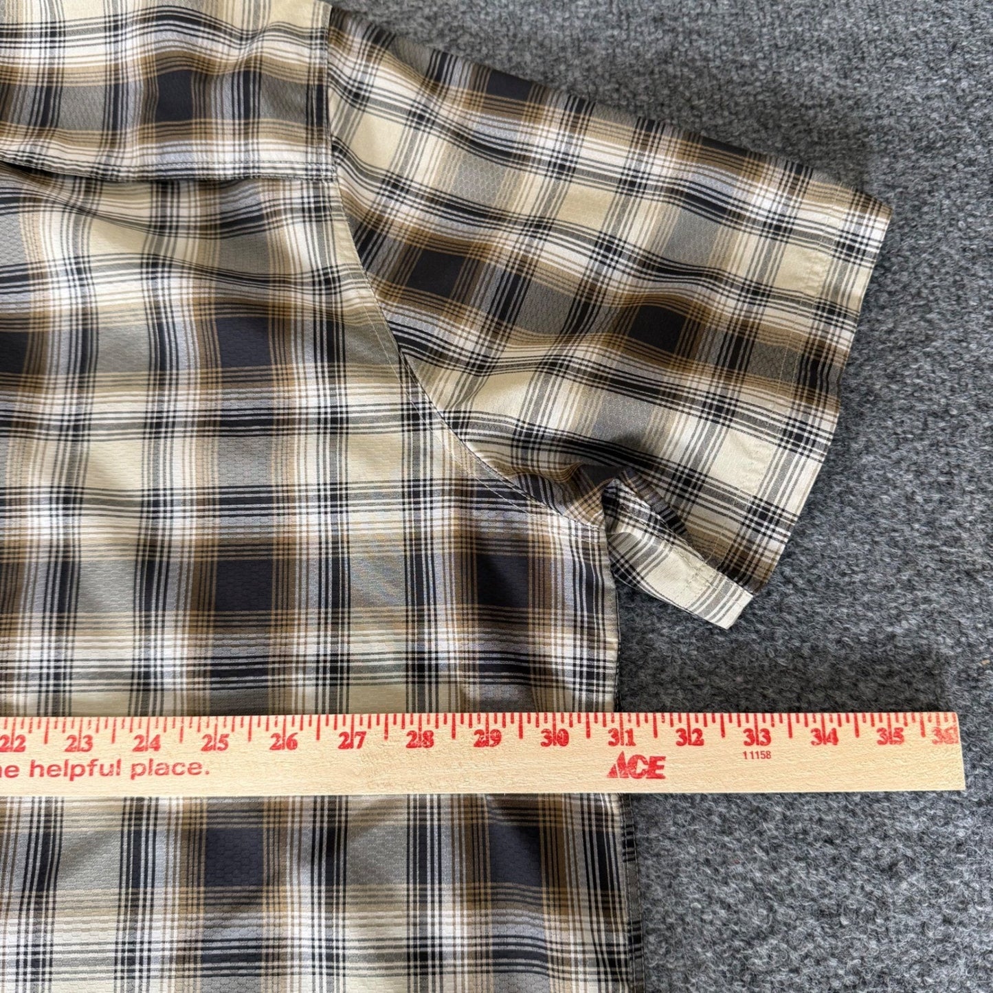 Croft & Barrow Quick Dry Plaid Shirt Mens 3XB Brown Short Sleeve Button Up