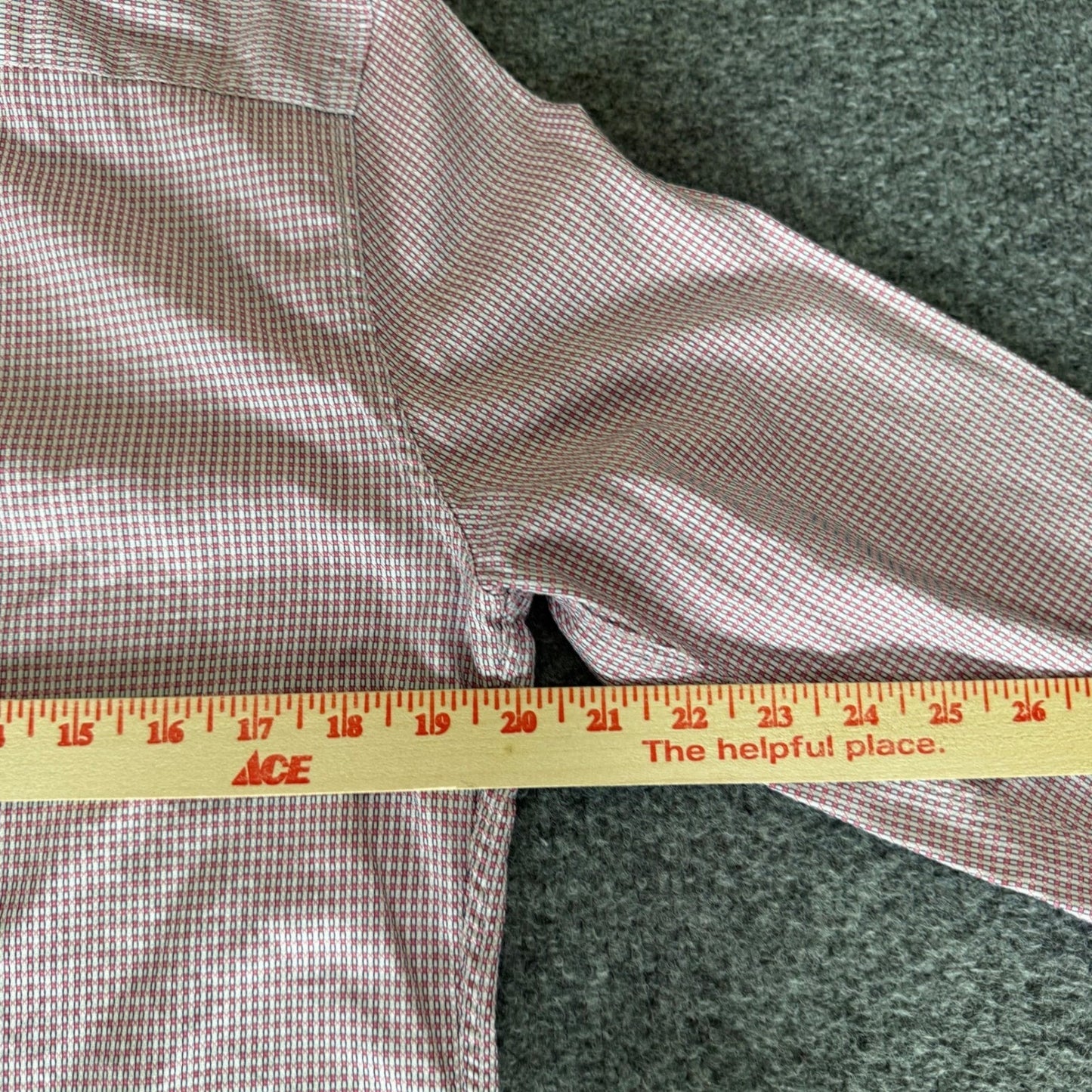 Paul Smith Mens Medium Red Micro Check Button Up Shirt Cotton Casual Classic