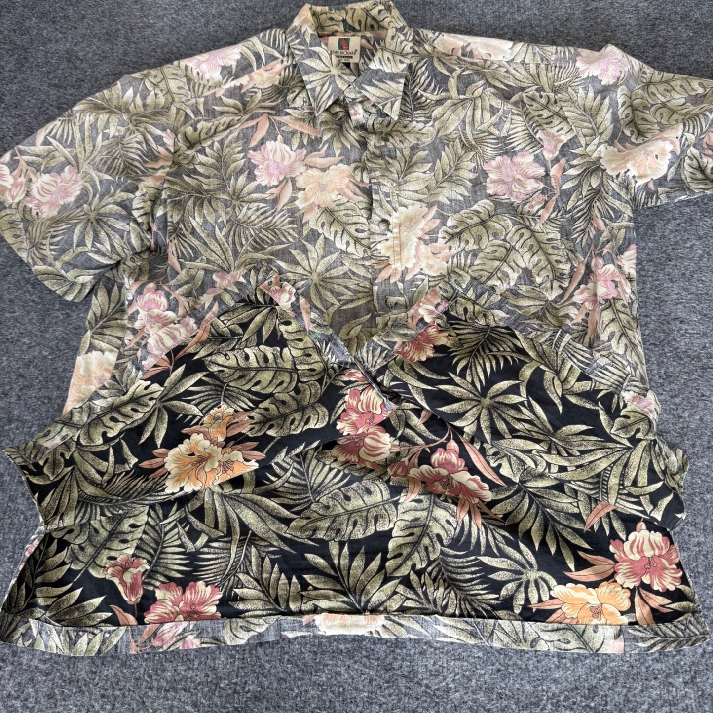 Tori Richard Mens Large Hawaiian Shirt Cotton Reverse Print Floral Aloha Beach