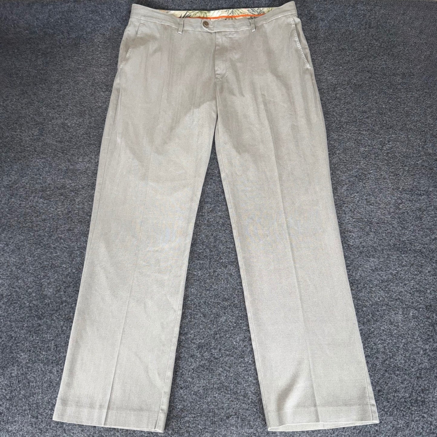 Tommy Bahama Dress Pants Mens 38x32 Beige Silk Blend Soft Casual Comfortable