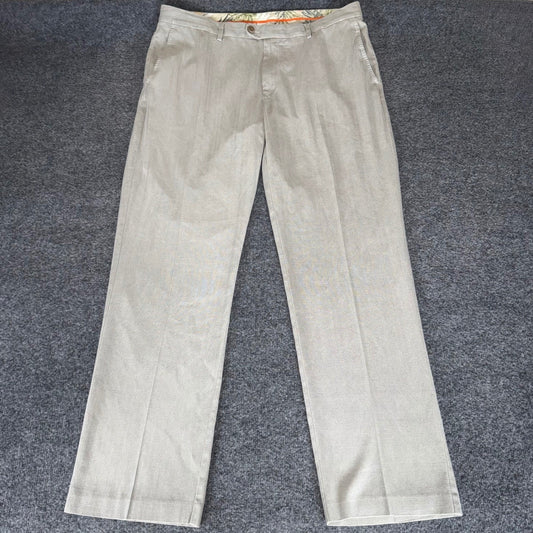 Tommy Bahama Dress Pants Mens 38x32 Beige Silk Blend Soft Casual Comfortable