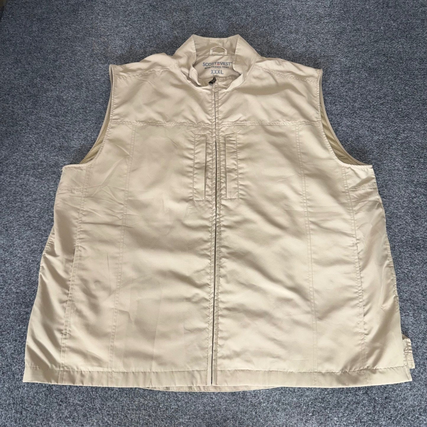 Scottevest RFID Travel Vest Mens 3XL Tan Khaki Multi Pocket Utility TEC Jacket