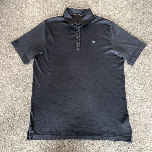 Travis Mathew Mens Polo Shirt Medium Navy Blue Short Sleeve Pima Cotton Golf