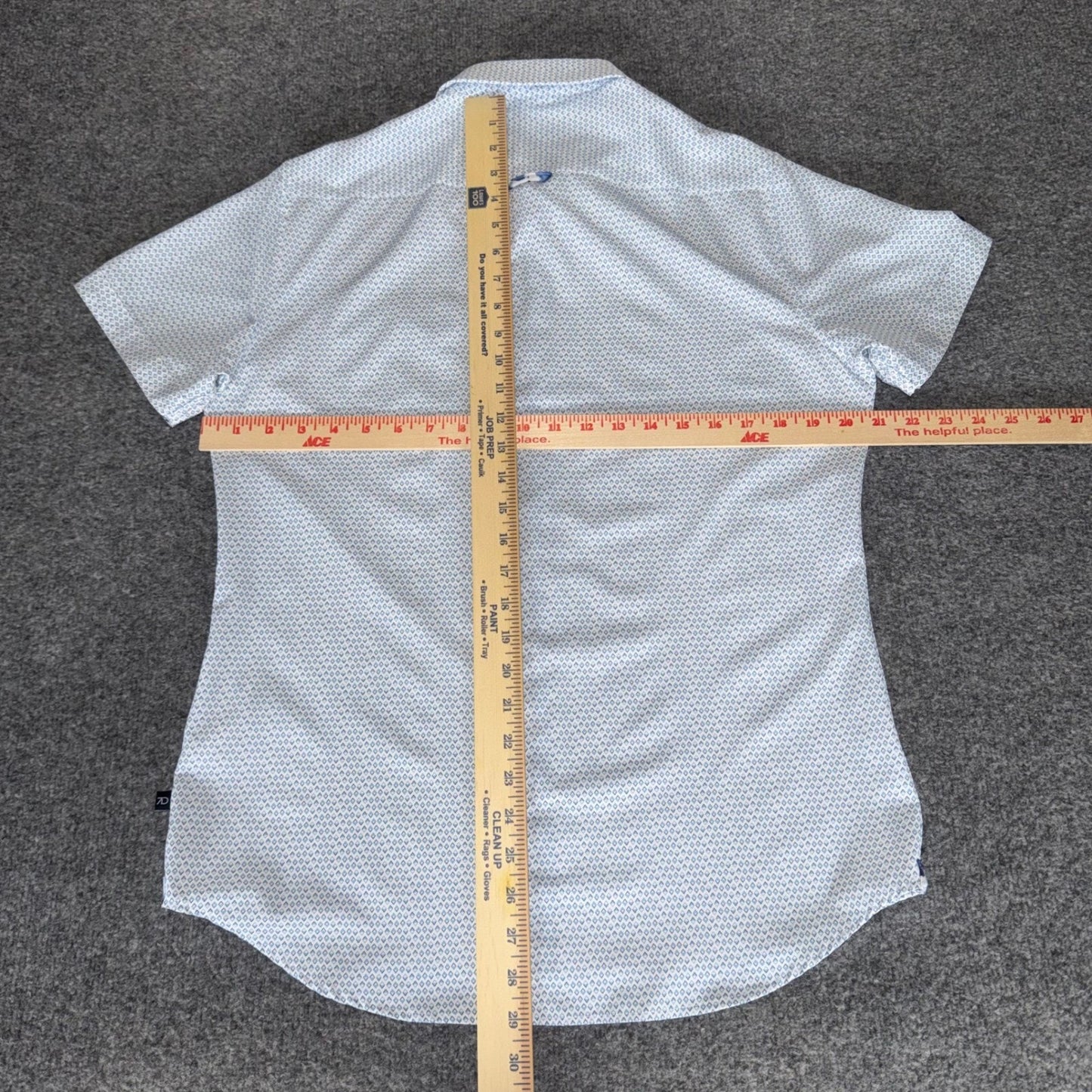 7 Diamonds 4 Way Stretch Mens Small Blue Geometric Short Sleeve Button Up Casual