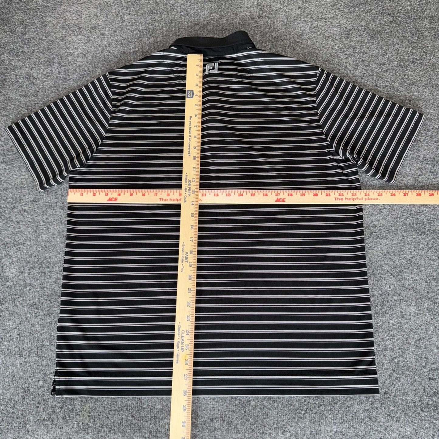 FootJoy Athletic Fit Polo Shirt Mens XL Black Striped Golf Performance Stretch
