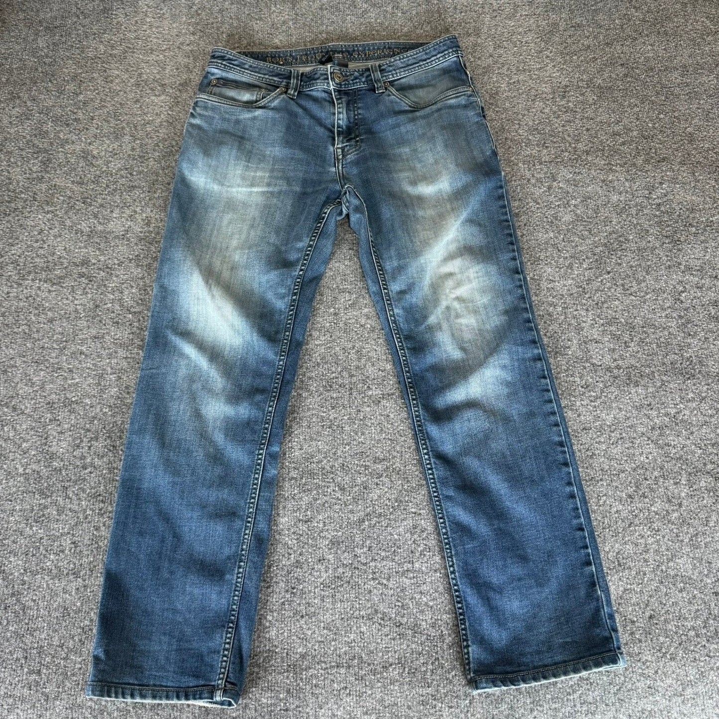 prAna Slim Fit Jeans Mens 32x27 Blue Wash Denim Distressed Casual Stretch Pants