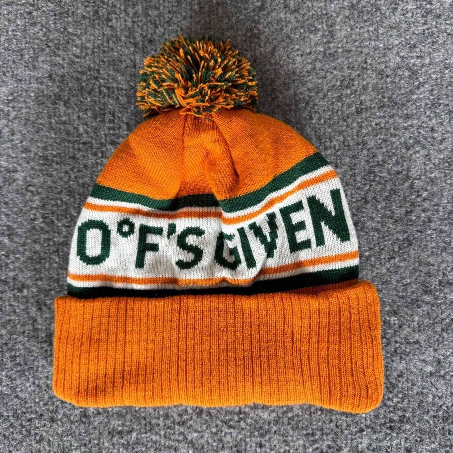 Jagermeister 0 Fs Given Beanie Hat Orange Green Pom Pom Winter Ski Knit Cap