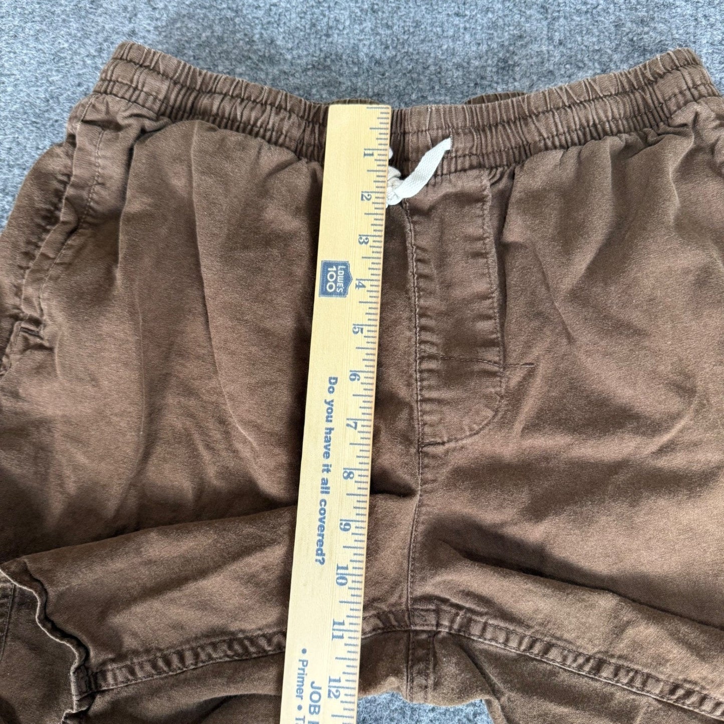 Rhythm. Classics Mens Brown Linen Cotton Blend Drawstring Shorts Size 33