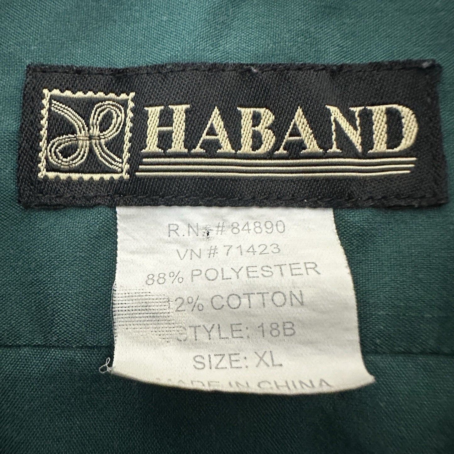 Haband Shirt Mens XL Green Button Up Short Sleeve Pocket Casual Extra Large Adul